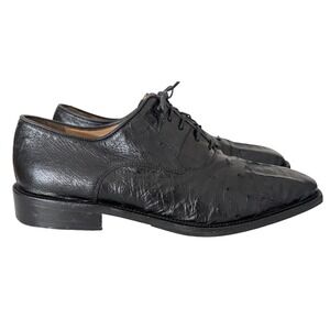 Belvedere Florence Crocodile Ostrich Dress Shoes Men 11M Black Exotic Italian